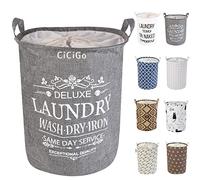 LessMo 19,7" con Coulisse Portabiancheria Bagagli Sorter, Pieghevole Pop-Up Lavanderia Cesti, Impermeabile Rotonda Cotone Lino