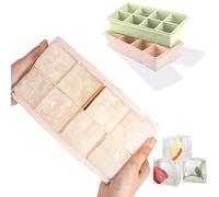 LessMo 2 Vassoi per Cubetti di Ghiaccio, Creatore di Sfere di Ghiaccio con Sfera in Silicone con Coperchio e Stampi Quadrati Grandi per Cubetti di Ghiaccio per Whisky, Riutilizzabili e Senza BPA-5CM