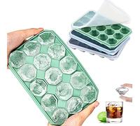 LessMo 3 PCS Stampo per Ghiaccio, Vassoi per Cubetti di Ghiaccio in Silicone con Coperchio Rimovibile Resistente Agli Schizzi, Ideale per Whisky, Cocktail e Vino, Impilabile e Senza BPA