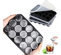 LessMo 3 PCS Stampo per Ghiaccio, Vassoi per Cubetti di Ghiaccio in Silicone con Coperchio Rimovibile Resistente Agli Schizzi, Ideale per Whisky, Cocktail e Vino, Impilabile e Senza BPA