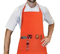 LessMo Barbecue Grembiule, Grembiule da Cucina 100% Cotone Grembiule con Laccio Regolabile e Due Tasche, qualità Professionale, 70 x 85cm, Arancia