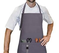 LessMo Barbecue Grembiule, Grembiule da Cucina 100% Cotone Grembiule con Laccio Regolabile e Due Tasche, qualità Professionale, 70 x 85cm, Grigio Scuro