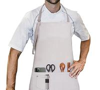 LessMo Barbecue Grembiule, Grembiule da Cucina 100% Cotone Grembiule con Laccio Regolabile e Due Tasche, qualità Professionale, 70 x 85cm, Grigio