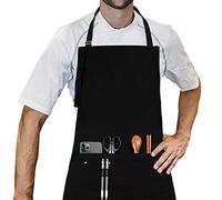 LessMo Grembiule, 100% Cotone Grembiule di Cucina con Laccio Regolabile, qualità Professionale Barbecue Grembiule, 70 x 85cm