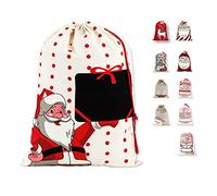 LessMo Sacchetto di tela di Natale, grande borsa di tela con cordino di serraggio, fai da te borsa in cotone partito favori per lo stoccaggio di grandi pacchetti di Natale