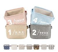 LessMo Set di 4 Addensare Cestini Portaoggetti, Stoccaggio Pieghevoli in Tessuto Cestino Organizzatore Secchio per Scaffali e Scrivanie, Contenitori per Armadio