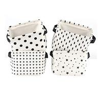 LessMo Set di 4 Addensare Cestini Portaoggetti, Stoccaggio Pieghevoli in Tessuto Cestino Organizzatore Secchio per Scaffali e Scrivanie, Contenitori per Armadio