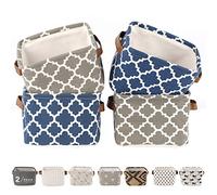 LessMo Set di 4 Addensare Cestini Portaoggetti, Stoccaggio Pieghevoli in Tessuto Cestino Organizzatore Secchio per Scaffali e Scrivanie, Contenitori per Armadio