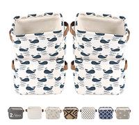 LessMo Set di 4 Addensare Cestini Portaoggetti, Stoccaggio Pieghevoli in Tessuto Cestino Organizzatore Secchio per Scaffali e Scrivanie, Contenitori per Armadio