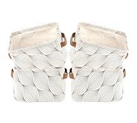 LessMo Set di 4 Cestini Portaoggetti, Stoccaggio Pieghevoli in Tessuto Cestino Organizzatore Secchio per Scaffali e Scrivanie, Contenitori per Armadio