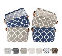 LessMo Set di 4 Cestini Portaoggetti, Stoccaggio Pieghevoli in Tessuto Cestino Organizzatore Secchio per Scaffali e Scrivanie, Contenitori per Armadio