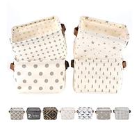 LessMo Set di 4 Cestini Portaoggetti, Stoccaggio Pieghevoli in Tessuto Cestino Organizzatore Secchio per Scaffali e Scrivanie, Contenitori per Armadio