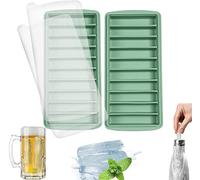 LessMo vaschetta del Ghiaccio, Silicone, con Coperchio, Ideale per Lo Sport e Bottiglie d'Acqua, 10 cavità (Set di 2, Verde)