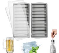 LessMo vaschetta del ghiaccio, silicone, con coperchio, ideale per lo sport e bottiglie d'acqua, 10 cavità (set di 2, grigio)