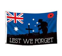 Lest We Forget - Bandiera commemorativa per veterani, 90 x 150 cm, motivo papavero, per interni ed esterni, per eventi storici e raduni patriottici