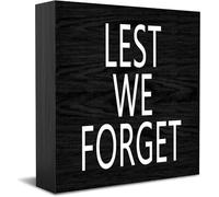 Lest We Forget Home Office Decor cartello scatola di legno, decorativo positivo ufficio scrivania accessori placca legno tavolo cartello per TV armadio mensola 12,7 x 12,7 cm