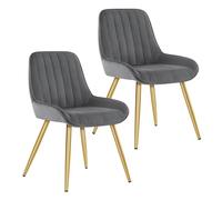 Lestarain 2x Poltroncina da Sala Pranzo Soggiorno Sedia da Scrivania per Cameretta con Schienale Poltrona in Velluto Gambe d'oro in Metallo Grigio scuro LCNI73006-2