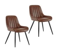 Lestarain 2x Poltroncina da Sala Pranzo Soggiorno Sedia da Scrivania per Cameretta con Schienale Poltrona in PU Gambe in Metallo Marrone LCNI73001-2
