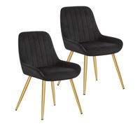 Lestarain 2x Poltroncina da Sala Pranzo Soggiorno Sedia da Scrivania per Cameretta con Schienale Poltrona in Velluto Gambe d'oro in Metallo Nero LCNI73010-2