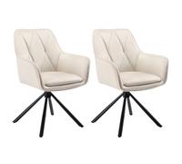 Lestarain 2x Sedie Sala da Pranzo, Sedia da Cucina con Braccioli, Poltroncina con Sedile Girevole, per Salotto, Ufficio, Gambe in Metallo, Superficie in Velluto, Beige, LCNI125002-2
