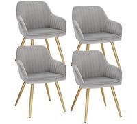 Lestarain 4 X Sedia Poltroncina da Sala Pranzo Sedie Moderne da Cucina con Schienale Sedia Imbottita in Velluto per Soggiorno Grigio chiaro LCNI72006-4
