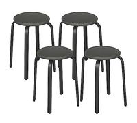 Lestarain 4 x Sedie per Sala da Pranzo Impilabili, Sedie Cucina in Metallo con Seduta Imbottita e Rivestita in PU, Sgabelli Trucco, Soggiorno, Camera da letto, Grigio