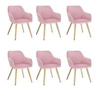 Lestarain 6 X Sedia Poltroncina da Sala Pranzo Sedie Moderne da Cucina con Schienale e Braccioli Sedia Imbottita in Velluto per Camera da Letto Soggiorno Gambe Metalliche d'Oro Rosa LCNI72005-6