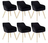 Lestarain 6 X Sedia Poltroncina da Sala Pranzo Sedie Moderne da Cucina con Schienale e Braccioli Sedia Imbottita in Velluto per Camera da Letto Soggiorno Gambe Metalliche d'Oro Nero LCNI72003-6