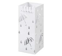 Lestarain - Portaombrelli in metallo con vaschetta raccogli acqua e gancio, 20 x 20 x 49 cm, colore: Bianco