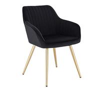 Lestarain Sedia Poltroncina da Sala Pranzo, Sedie Moderne da Cucina con Schienale e Braccioli, in Velluto per Camera da Letto Soggiorno, Gambe Metalliche d'Oro Nero