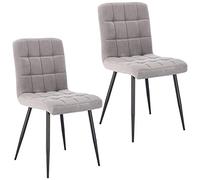 Lestarain Sedia Sala da Pranzo Moderna Set di 2 Sedie Imbottite Senza Braccioli in Velluto Rasato per Cucina Sala d'Attesa Gambe Metalliche Grigio chiaro LCNI78005-2