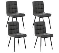 Lestarain Sedia Sala da Pranzo Moderna Set di 4 Sedie Imbottite Senza Braccioli in Velluto Rasato per Cucina Sala d'Attesa Gambe Metalliche Grigio scuro LCNI78006-4