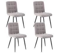 Lestarain Sedia Sala da Pranzo Moderna Set di 4 Sedie Imbottite Senza Braccioli in Velluto Rasato per Cucina Sala d'Attesa Gambe Metalliche Grigio chiaro LCNI78005-4