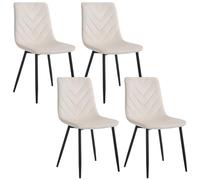 Lestarain Sedie Sala da Pranzo Set of 4, Sedia da Cucina con Schienale, Sedia da Trucco per Camera da Letto, Soggiorno, in Metallo e Velluto, Portata 150kg, Crema, LCNI130003-4