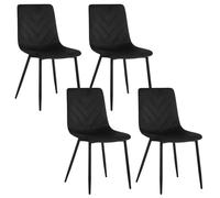 Lestarain Sedie Sala da Pranzo Set of 4, Sedia da Cucina con Schienale, Sedia da Trucco per Camera da Letto, Soggiorno, in Metallo e Velluto, Portata 150kg, Nero, LCNI130002-4