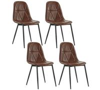 Lestarain set di 4 Sedia da Pranzo in PU, Sedie sala da pranzo con Schienale, Sedia Ergonomica con Gambe Metalliche, Seduta Imbottita, Marrone LCNI110001-4