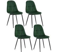 Lestarain set di 4 Sedia da Pranzo in Velluto, Sedie sala da pranzo con Schienale, Sedia Ergonomica con Gambe Metalliche, Seduta Imbottita, Verde Scuro LCNI109002-4