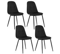 Lestarain set di 4 Sedia da Pranzo in Velluto, Sedie sala da pranzo con Schienale, Sedia Ergonomica con Gambe Metalliche, Seduta Imbottita, Nero LCNI109004-4