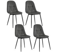 Lestarain set di 4 Sedia da Pranzo in Velluto, Sedie sala da pranzo con Schienale, Sedia Ergonomica con Gambe Metalliche, Seduta Imbottita, Nero, Grigio Scuro LCNI109001-4