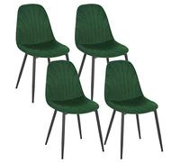 Lestarain Set di 4 Sedie per Sala da Pranzo in Velluto, Sedie da Cucina con Schienale Ergonomico, Seduta Imbottita, Gambe in Metallo, per Camera da Letto, Salotto, Verde scuro, LCNI114003-4