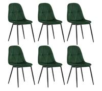 Lestarain set di 6 Sedia da Pranzo in Velluto, Sedie sala da pranzo con Schienale, Sedia Ergonomica con Gambe Metalliche, Seduta Imbottita, Verde Scuro LCNI109002-6
