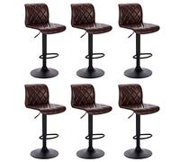 Lestarain Set di 6 Sgabelli da Bar Moderni Sedia Alta Girevole da Cucina in Ecopelle Sgabello Alto con Poggiapiedi Altezza Regolabile Marrone scuro LBAI55005-6