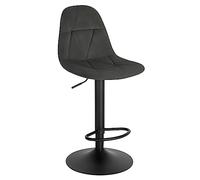 Lestarain Sgabello da Bare Cucina, Sgabello Alto con Schienale in Velluto, Sedia da Bar con Poggiapiedi, per Bistrot e Pub, Sedile Regolabile 60-81 cm, Girevole a 360°, Grigio Scuro, LBAI64001-1