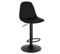 Lestarain Sgabello da Bare Cucina, Sgabello Alto con Schienale in Velluto, Sedia da Bar con Poggiapiedi, per Bistrot e Pub, Sedile Regolabile 60-81 cm, Girevole a 360°, in Metallo, Nero, LBAI64003-1