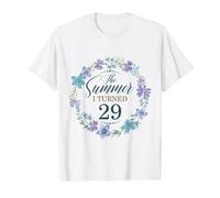 L'Estate Ho compiuto 29 Anni. Floreale 29 ° Compleanno Donne Ragazze Maglietta con Stampa Grafica Economica, Uomo, Bianco, XL