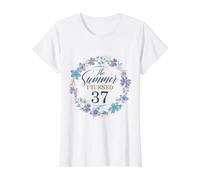 L'Estate Ho compiuto 37 Anni. Floreale 37 ° Compleanno Donne Ragazze Maglietta con Stampa Grafica Economica, Donna, Bianco, XL