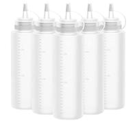 Lestiven Bottiglia Squeeze di Plastica,5pcs 240ml 8oz Bottiglia per Squeeze con Tappi - a Prova di Perdite e Senza BPA, per Ketchup, Senape, Mayo, Salse piccanti, Olio d'oliva