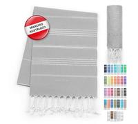 LeStoff Il tradizionale asciugamano da hammam, telo da spiaggia, per sauna, per lo sport, yoga, viaggi, 100% fibra naturale, l'alternativa sostenibile per la spugna (100 x 180 cm, grigio-argento)