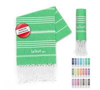 LeStoff Telo hammam/Asciugamano ospiti, 100% cotone bio, 50x100, Verde erba | Telo mani e viso per bagno, palestra, viaggio e campeggio - prelavato, leggero, compatto, assorbente e ad asciugatura rapida