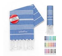LeStoff Telo mare - 100% Cotone bio, 50 x 100 cm, Prelavato, Assorbente, Asciugatura Rapida, Leggero, Fouta, Telo Ospite, Telo Doccia, Telo Yoga, Telo Benessere, Asciugamano Sportivo (Sky Blue)